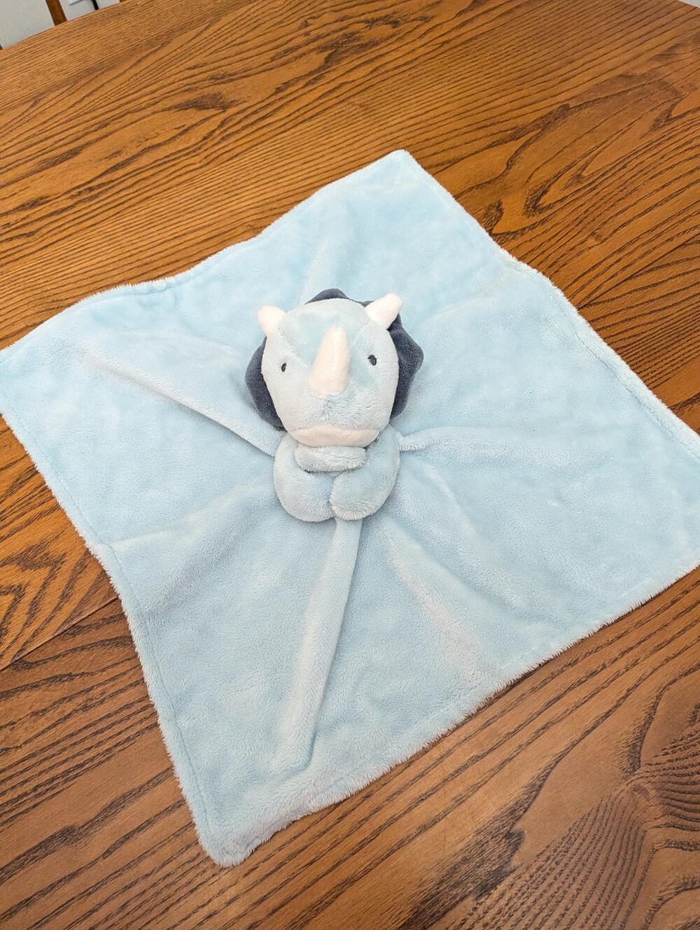 Carter's Blue Triceratops Dino Dinosaur Plush Security Blanket Baby Lovey Nunu